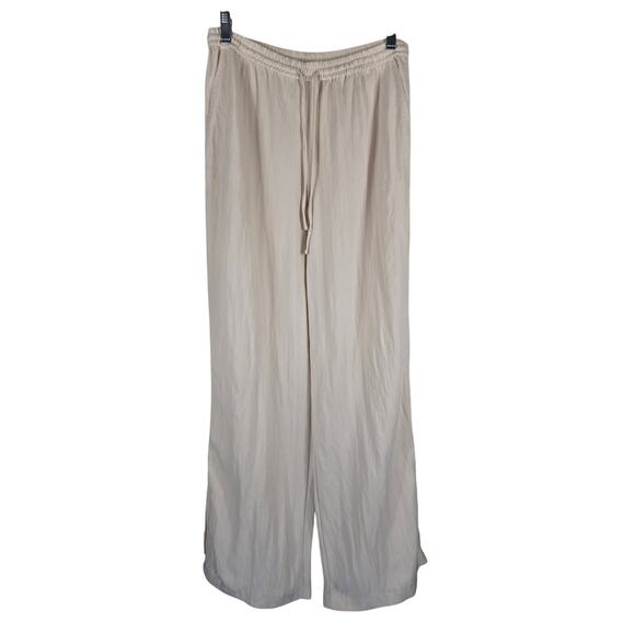 Zara Lyocell Viscose Blend Tan Summer Vacation Wide Leg Women's Pants M - Picture 1 of 4